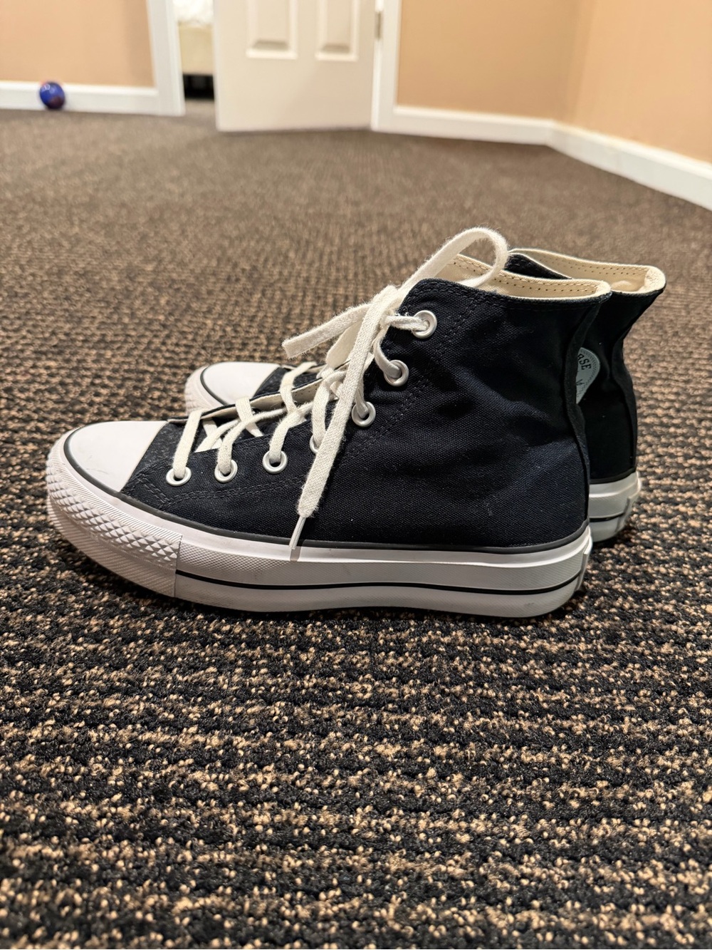 Black high top platform converse